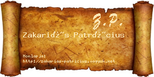 Zakariás Patrícius névjegykártya